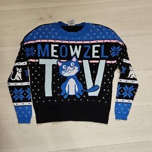 Meowzel Cat Sweater - Blue and Black